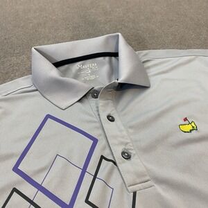 Master's Tech Polo Shirt Mens L Golf Augusta National Performance Gray Argyle